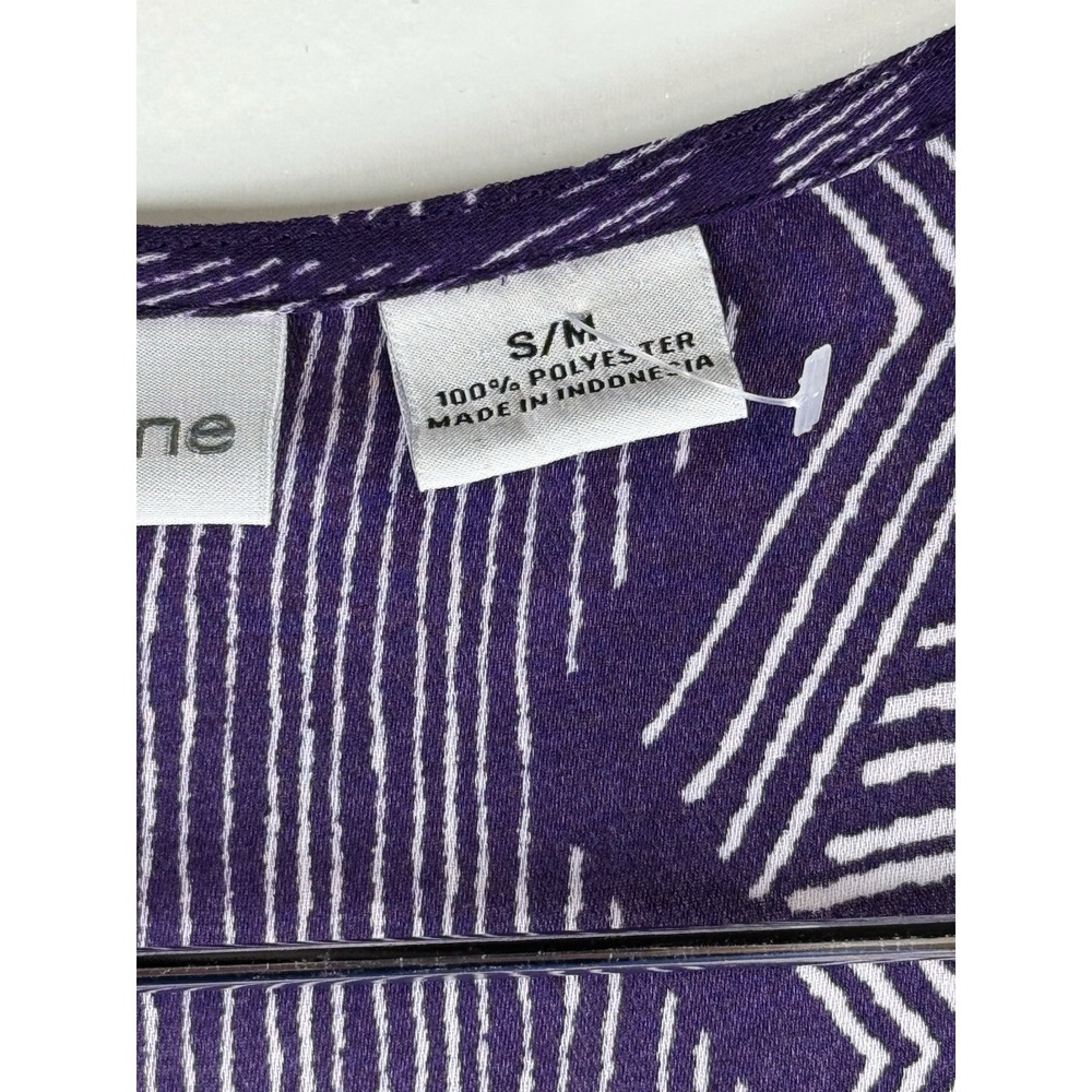 Liz CLAIBORNE‎ Purple Diamond Print Open Front Kimono Short Sleeve Top S/M - Picture 5 of 7